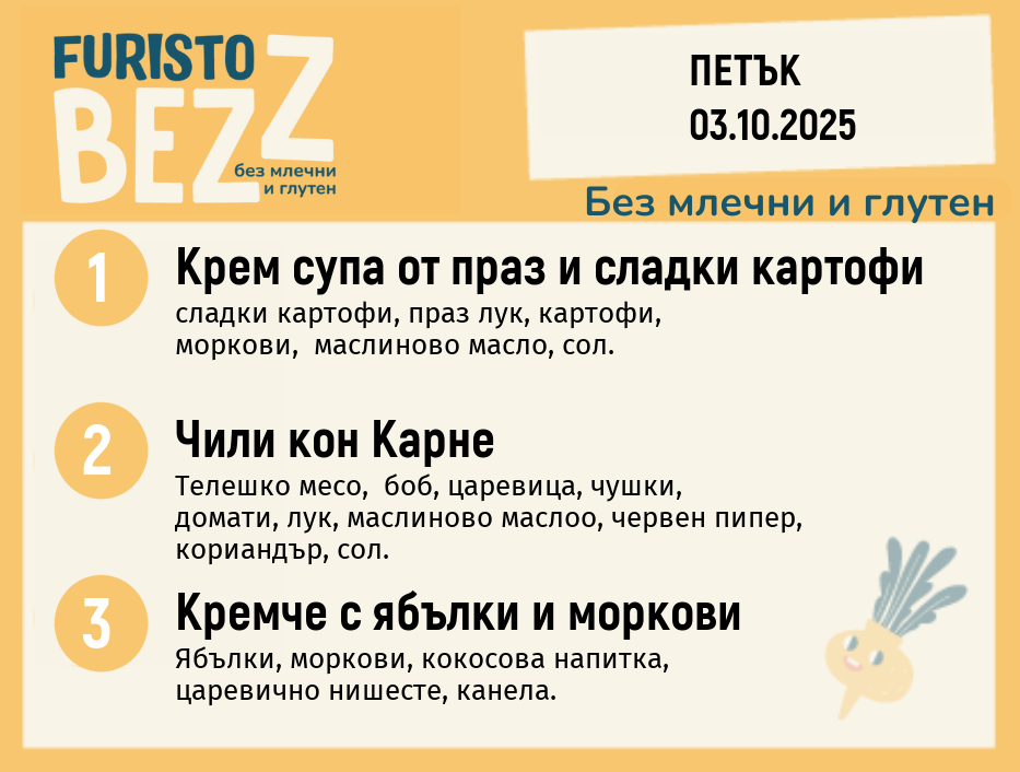Меню без млечни и глутен 03.10  200гр.
