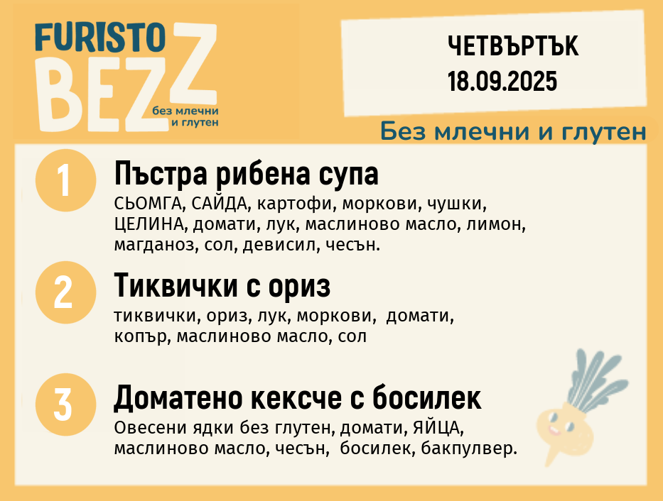 Меню без млечни и глутен  18.09  200гр.