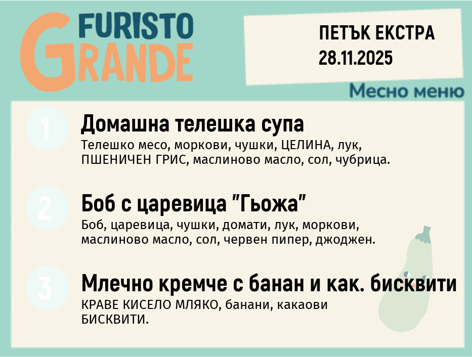 Меню 28.11 Екстра месно 300гр. 