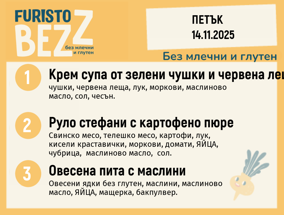 Меню без млечни и глутен  14.11 200гр.