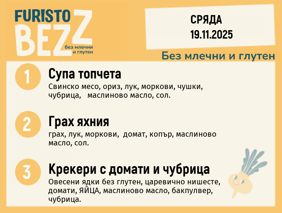 Меню без млечни и глутен 19.11  200гр.