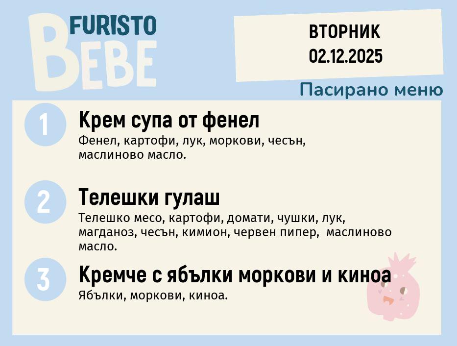 Меню 02.12 Bebe 200гр.