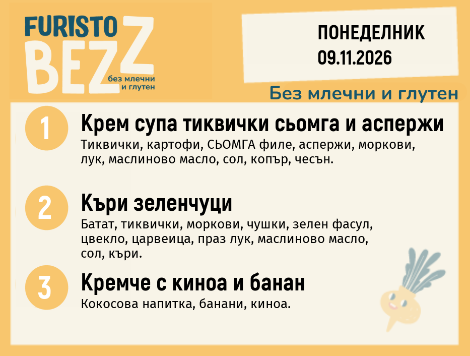 Меню без млечни и глутен 09.11 200гр.