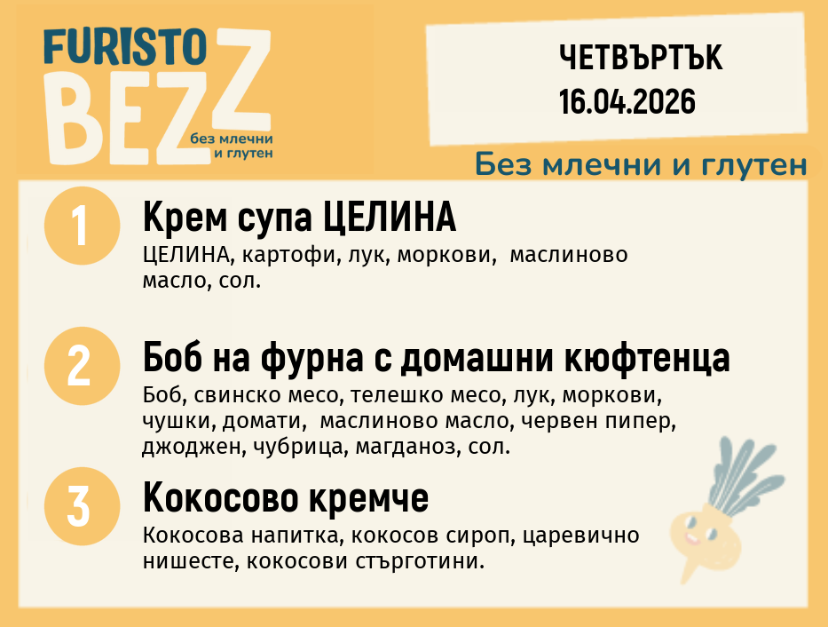 Меню без млечни и глутен 16.04 200гр. 