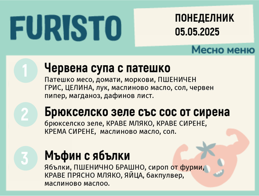[DY.04.25.4781] Меню 05.05 месно 200гр.