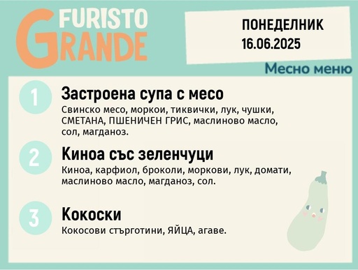 [DY.05.25.5298] Меню 16.06 месно 300гр.