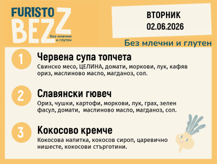 Меню без млечни и глутен 02.06 200гр. 