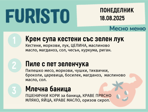 [DY.07.25.5960] Меню 18.08 месно 200гр.