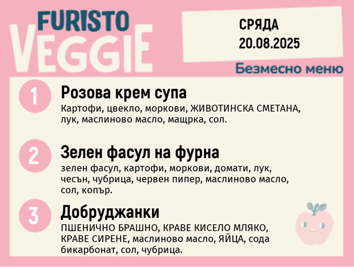 [DY.07.25.5963] Меню 20.08 безмесно 200гр.
