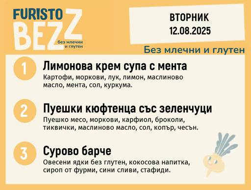 [DY.07.25.5870] Меню без млечни и глутен  12.08  200гр. 