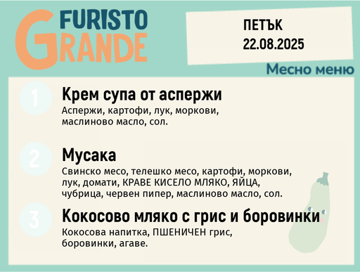 [DY.07.25.6064] Меню 22.08 месно 300гр. 