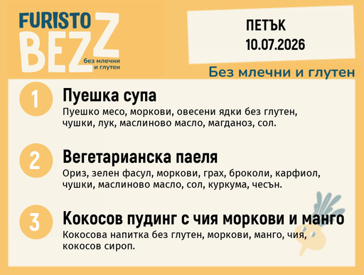 [DY.06.26.10984] Меню без млечни и глутен 10.07 200гр.