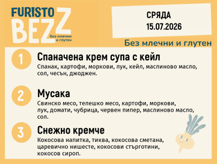 Меню без млечни и глутен 15.07 200гр.