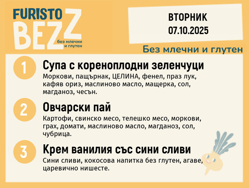 [DY.09.25.6868] Меню без млечни и глутен 07.10 200гр. 