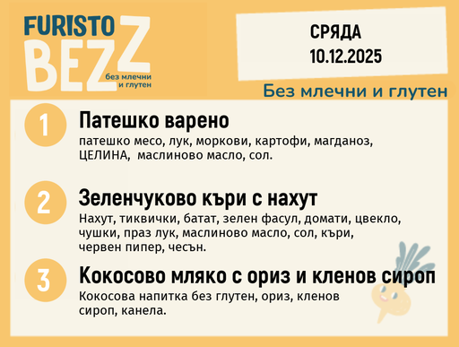 [DY.11.25.7903] Меню без млечни и глутен 10.12  200гр.