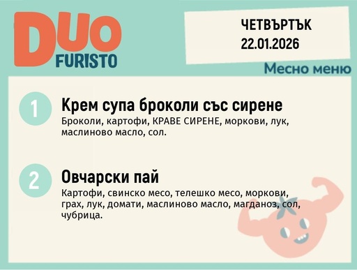 [DY.12.25.8442] Меню 22.01 DUO 200гр.